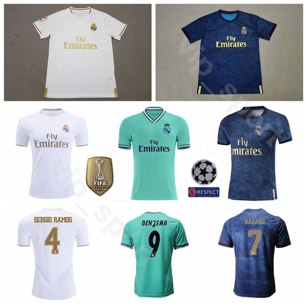 

2019 2020 men soccer 8 kroos jersey real madrid 16 james 18 jovic 12 marcelo 14 casemiro 13 courtois football shirt kits, Black;yellow