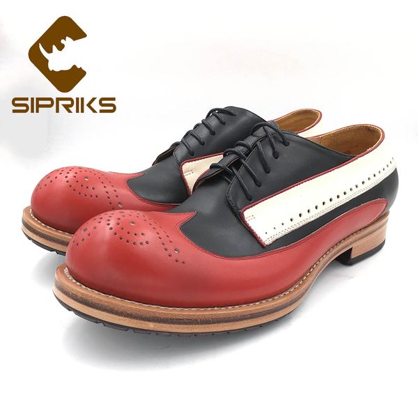 

sipriks luxury france black white red calf leather wingtip dress shoes very fashion casual footwear shoes italian goodyear welt