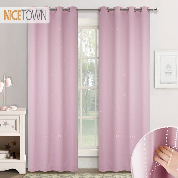 

nicetown 2 layers blackout curtains cut out fairy magical star castle pattern window drapes for girls nursery room kids bedroom