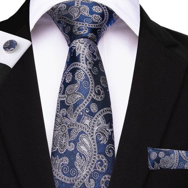 

26 style paisley men's tie hanky cufflinks jacquard woven neck ties for men wedding business blue gold pink orange male necktie, Blue;white