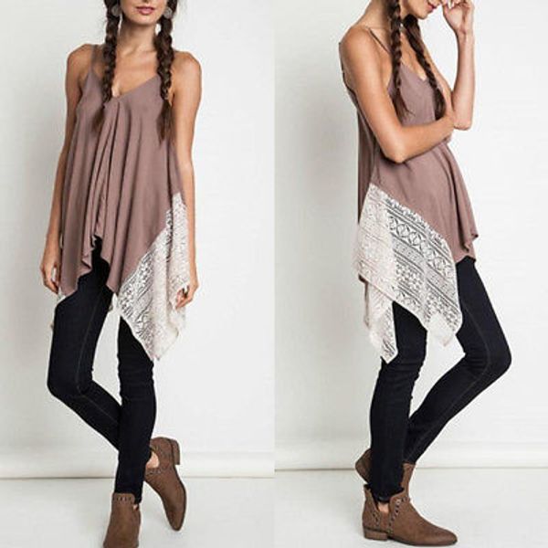 

unique womens summer sleeveless strap shirt long lace harajuku loose tanks adjusted-straps tanks, White