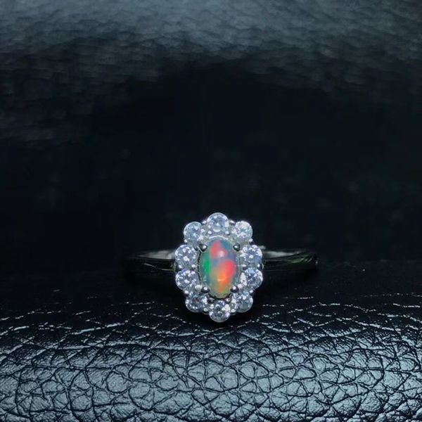

natural opal woman rings change fire color mysterious 925 silver adjustable size, Golden;silver