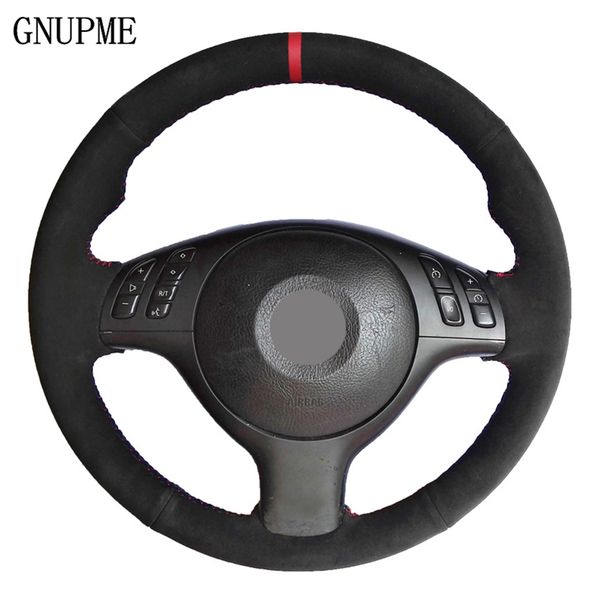 

черная замша diy ручной сшитые рулевого управления автомобиля крышки колеса для e46 e39 330i 540i 525i 530i 330ci m3 2001 2002 2003