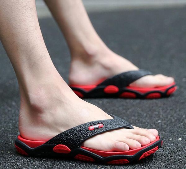 

summer slip-on flip-flops summer korean version the personality flip-flops men's beach sandals and slippers men, Black