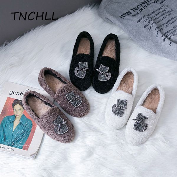 

casual winter cartoon cat women shoes velvet thick bottom slip-on suede cotton shoes soild color wild warm woman nse7448, Black