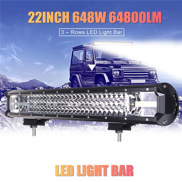 

22-дюймовый 648w led work light bar flood пятно combo вождения лампы тележки автомобиля offroad