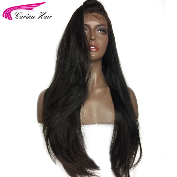 

carina yaki straight full lace wigs with baby hair brazilian glueless hair wig pre-plucked hairline non-remy natural color, Black