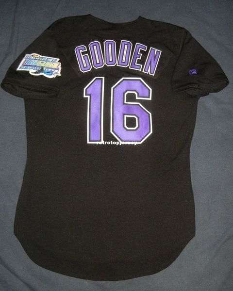 

retro russell athletic #16 doc gooden tampa bay devil black jersey mens stitched baseball jerseys, Black;blue
