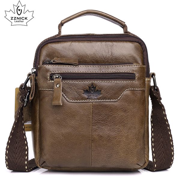 

men genuine leather shoulder bag men's travel new handbags simple handbag 2019 fashion zipper shoulder messenger bag zznick