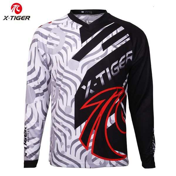 

x-tiger dh рубашка с длинным рукавом трасса рубашка 100% полиэстер трассы трикотажных mtb велосипеда велоспорта мотокросс wear, Black
