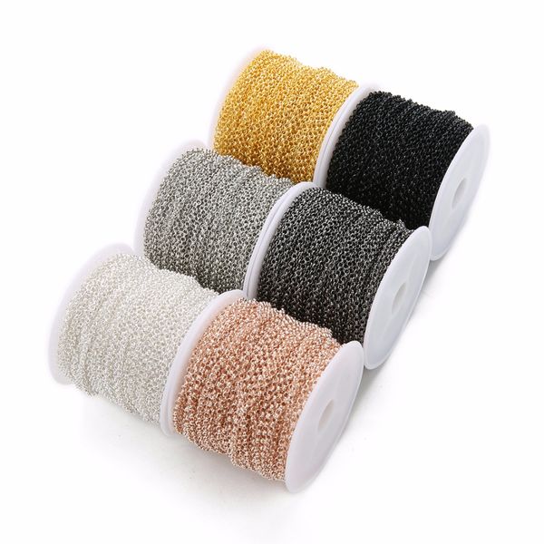 

dc new 10yards/roll 2/3mm dia rose gold silver color iron metal o shape link chains for necklaces bracelets diy jewelry making