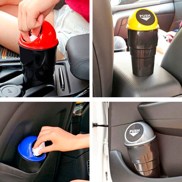 

1pc mini car auto waste trash rubbish bin can garbage dust case holder 5 colors random