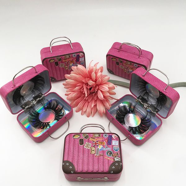 

25mm eyelashes box cute pink lash case handbag lash box 2pairs packaging without lashes