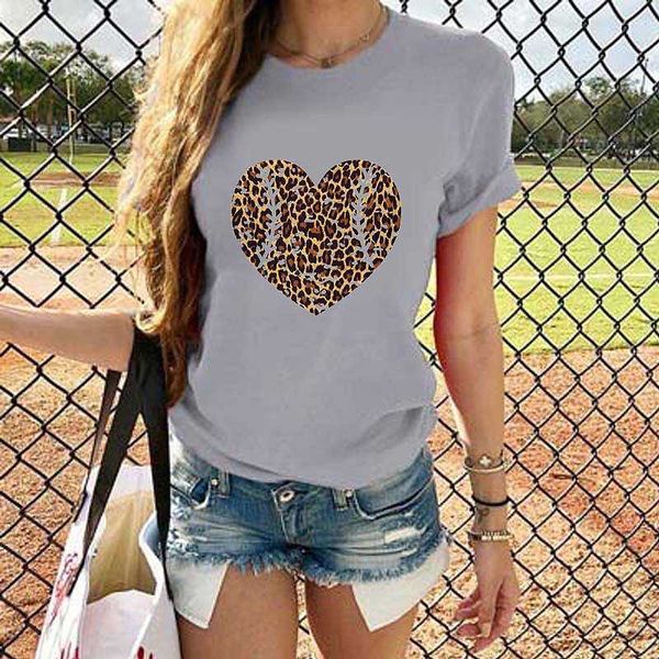 

women's t-shirt women heart print t shirt summer t-shirts baseball short sleeve round neck casual loose harajuku plus size tees 3xl, White