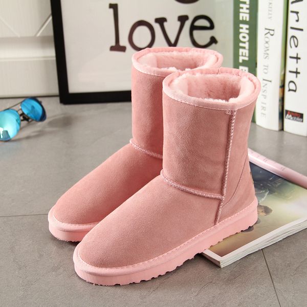 

begocool women snow boots designer 100% genuine cow suede australia warm winter boots woman shoes botas pink for sale, Black