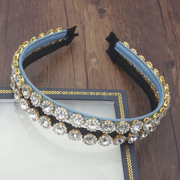 

корейский моды jeweled группа волос аксессуары блестящий clear полный кристалл камень синий hairband rhinestone ободки для женщин свадьба, Golden;white