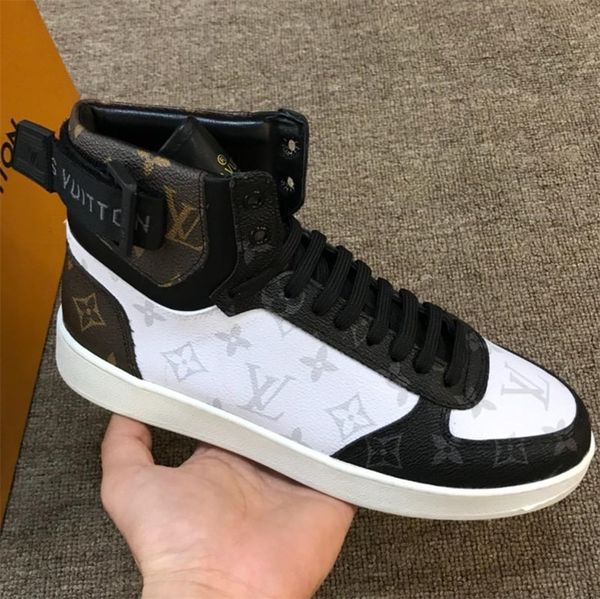 

Роскошные дизайнерские туфли Sneaker Mens High Top Ace Sneakers Мода Натуральная Кожа Кроссовки