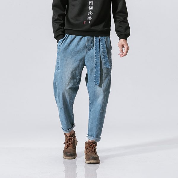 

men's jeans 2021 fashion leisu loose and comfortable tootsies return to the ancients water scrubbing waist, Blue