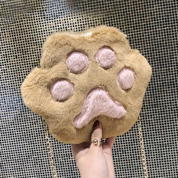 

1 шт женщины студент плеча crossbody сумка симпатичный плюшевый plain cat paw для мобильного телефона новый