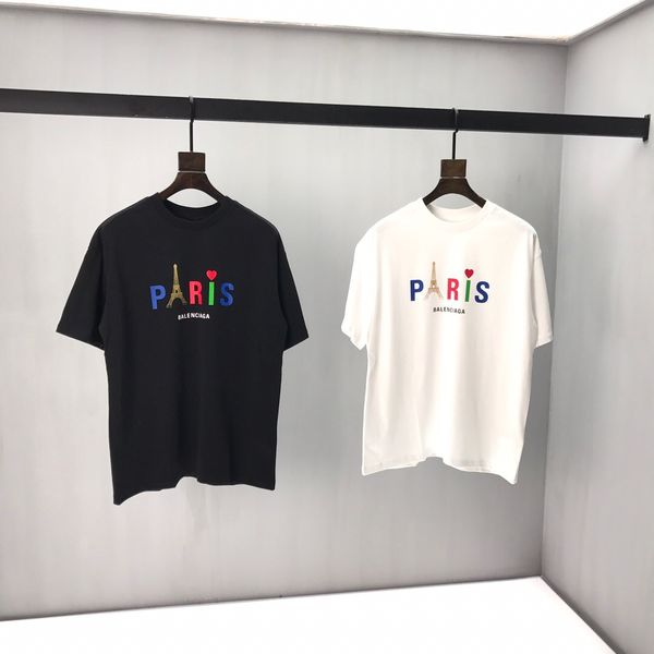

2020ss spring and summer new high grade cotton printing short sleeve round neck panel t-shirt size: s--xl-xxl- color: black white 32wd, White;black