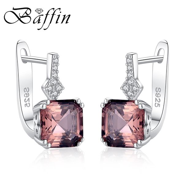 

baffin real 925 sterling silver stud earrings fine jewelry natural morganite stone earrings for women vintage retro jewelry 2018 j190629, Golden;silver