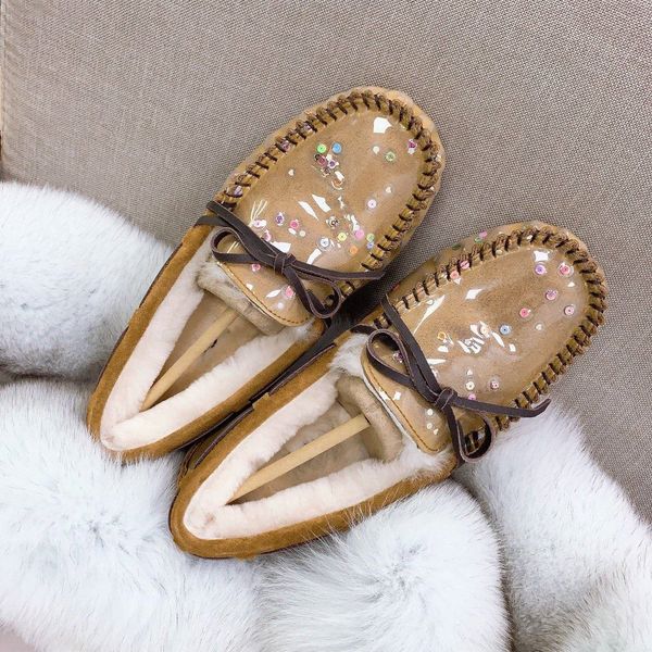 

platform new designer luxury plush women run shoes brown sale genuine leather flat bottom ing, Black