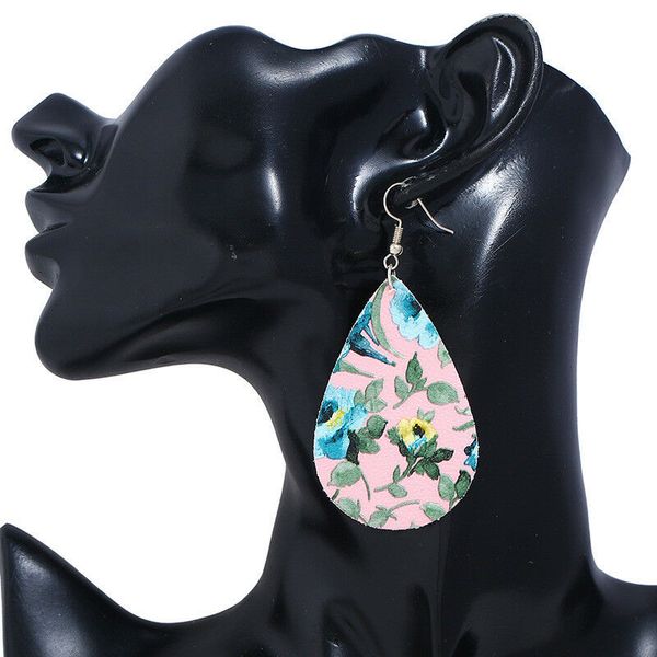 

women water drop leather earrings boho pu leather teardrop dangle statement earrings for fashion trendy jewelry, Silver