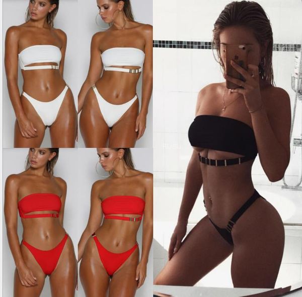 

сплит-купальник с металлической пуговицей lady's pure banage bikini