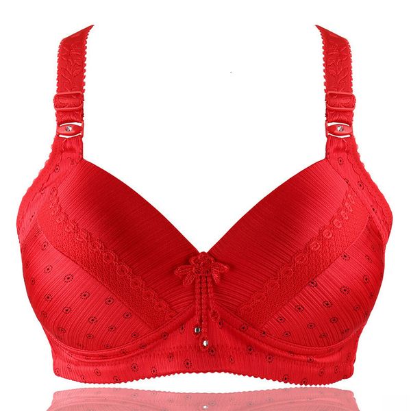 

femme lingeries plus size bras size plus 36 44 three quarters bc cup brassiere underwear wireless bra wire lingerie 6 colors, Red;black