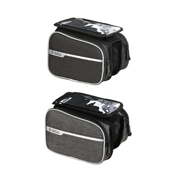 

cycling bike bicycle front tube frame pannier touch screen double saddle bag pouch phone holder bicycle accessories