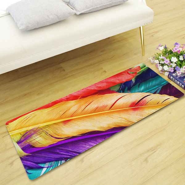 

colored feather floor mat home living room decoration rug non-slip absorbent kitchen mats into the door entrance long mat