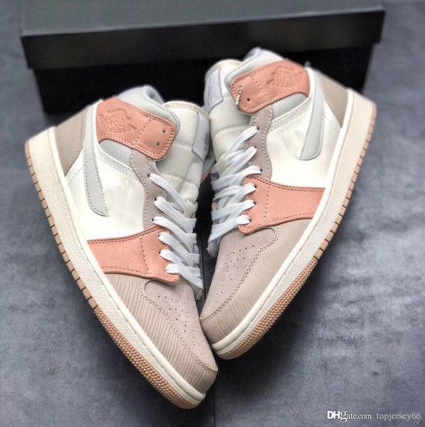 

2020 1s mid milan basketball shoes 1 jumpmen 1basketball light khaki noble red gs women mens designer sneakers skate shoe trainers, White;red