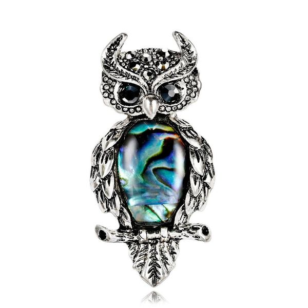 

fashion retro owl brooch joker shell material corsage spot wholesale, Gray