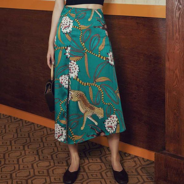 

bella philosophy 2020 summer new women holiday a-line ethnic skirt lady retro printing flower skirts female vintage beach skirts, Black