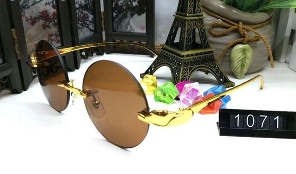 

Round Sunglasses For Mens 2020 best-selling Vintage Buffalo Horn Glasses Leopard Metal Frames Clear Lenses Fashion Driving Sunglass