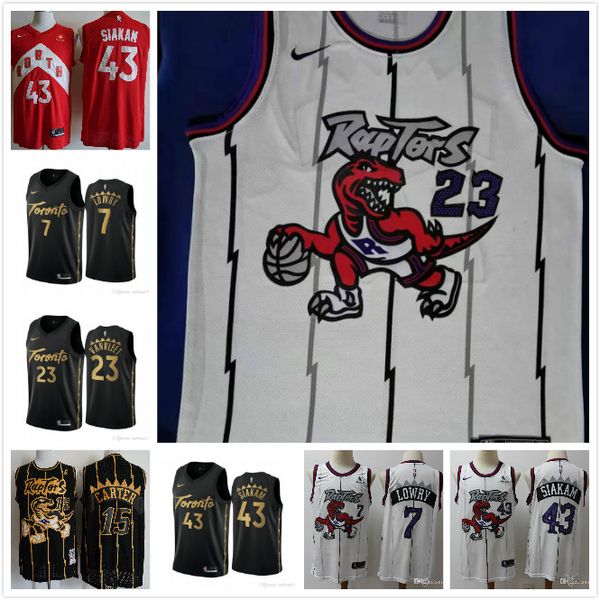 

men's toronto raptors nba jersey pascal 43 siakam fred 23 vanvleet vince 15 carter kyle 7 lowry stitched basketball jerseys, Black