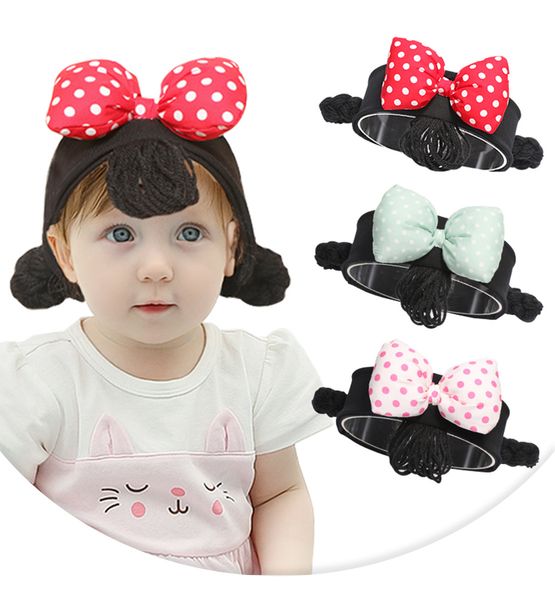 Baby Wig Bow Headband Ins Newborn Cartoon Hair Band Toddler Girls Wig Braids Hair Accessories Ooa6539 Black Hair Accessories Flowers Hair Accessories
