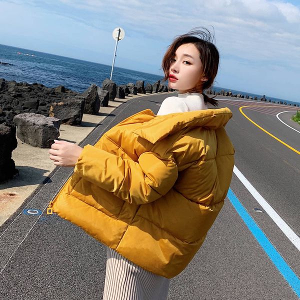 

winter women cotton padded jacket women short plus size yellow coat parka loose outerwear winter coat jacket c5991, Black