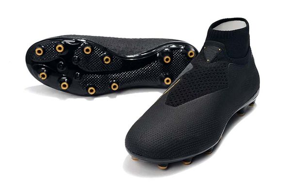 

boutique 2019 men knitted fg/ag football shoes outdoor vision college mg shadow series black gold football boots