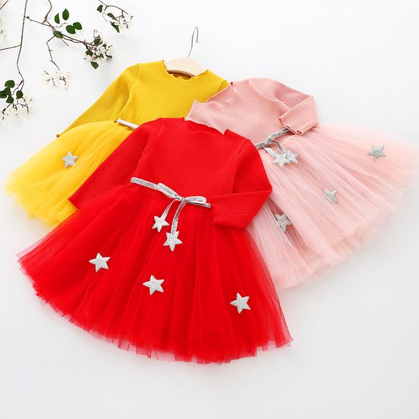 

bibicola 2018 new princess long sleeve baby girl dress 2 year girl baby birthday dresses spring autumn dresses, Red;yellow
