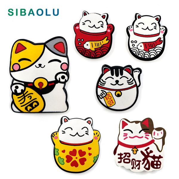 

6pcs japan lucky cats fridge magnets cartoon kitten animals whiteboard sticker refrigerator kid message post home decoration