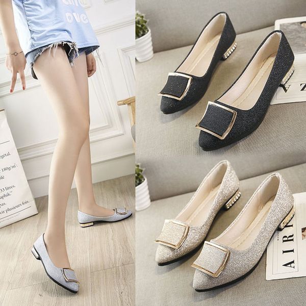 

fashion flat shoes for women pointed shallow mouth solid female shoes women loafers woman flats ballet woman 35-40, Black