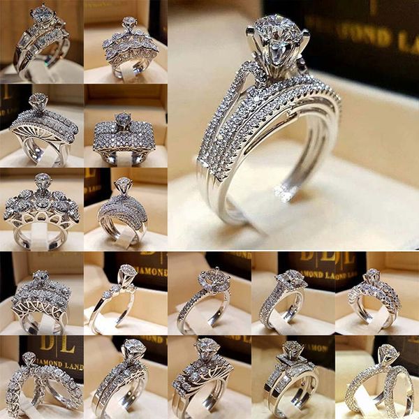 

кристалл бриллиантовое кольцо цирконий кольцо корона обручальное кольцо set wrap невеста комбинированные кольца дизайнер ювелирные изделия и, Golden;silver