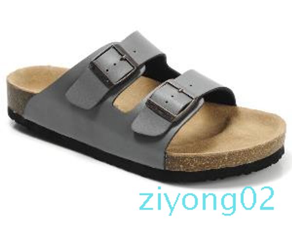 

new mens flat sandals women shoes with buckle famous brand summer beach genuine leather slippers with orignal shoesbox z02, Black