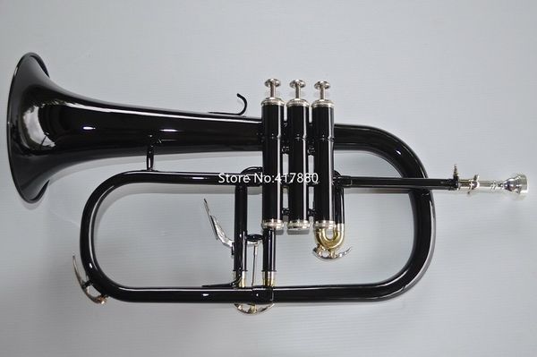 Único Preto Bb Flugelhorn Brass Bell alta qualidade Instrumento musical Profissional Com Acessórios Caso frete grátis