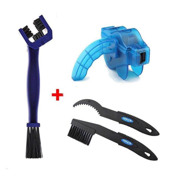 

3 pcs sets bike chain cleaner brush tool bicycle chain maintenance easy chain brush multi-purpose cycling road bikes mountain bikes mtb