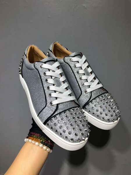

new sneakers man -women red bottom shoes outdoor luxury suede leather sneakers shoes party wedding flats casual mens shoes35-46, Black