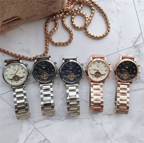 

luxury watch men's mechanical stainless steel automatic gold nautilus watch silver white dial sports mens self-wind watches pp11, Slivery;brown