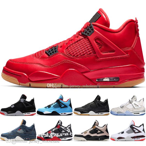 

boys 2019 bred 4 4s what the cactus jack laser wings mens basketball shoes denim blue eminem pale citron men sports designer sneakers