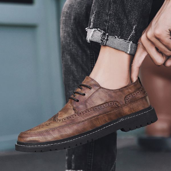 

brogue designer mens footwear anti slip leather shoes men comfortable fashion men shoes black